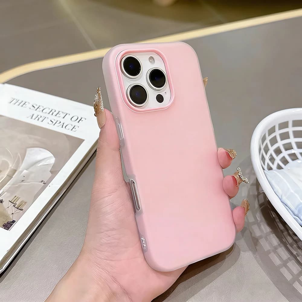 Candy Color Matte Silicone Phone Case For iPhone 17 Pro Max 16 12 13 11 15 14 Pro Max Air 2 IN 1 Shockproof Bumper Funda Cover