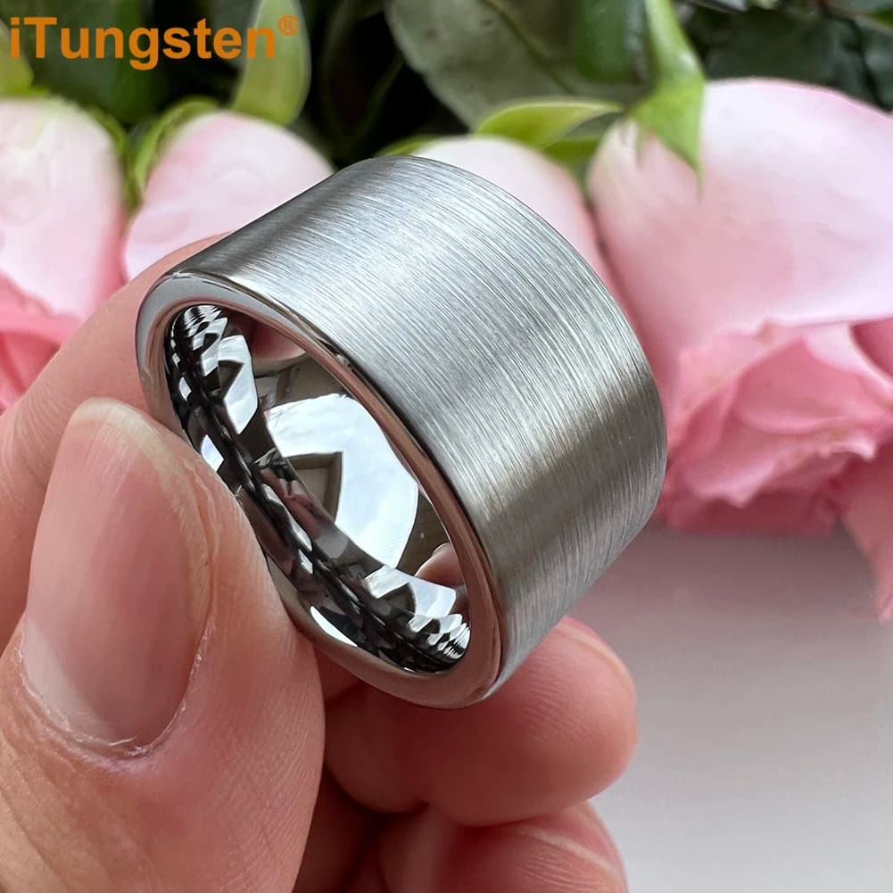 10mm 12mm Super Man Ring Classic Tungsten Jewelry Flat Band Brushed Finish In Stock Comfort Fit