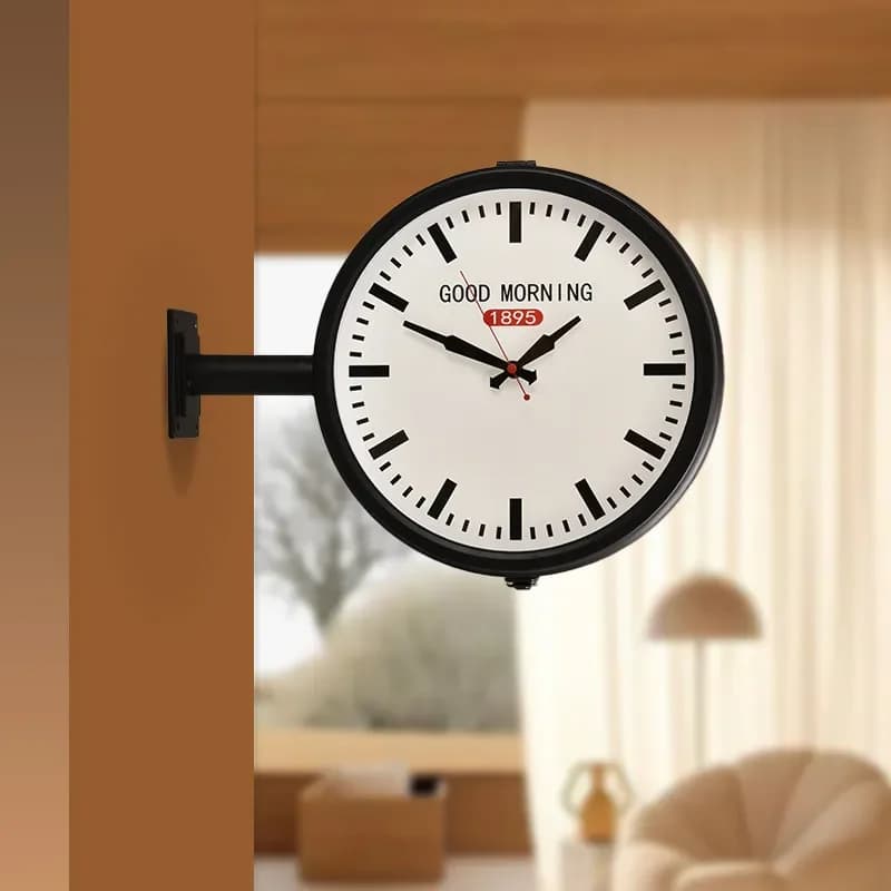 Factory Direct Wrought Iron Fashion Double-Sided Clock for Nordic Simple Personality Quartz Two-Sided Household Minimalist