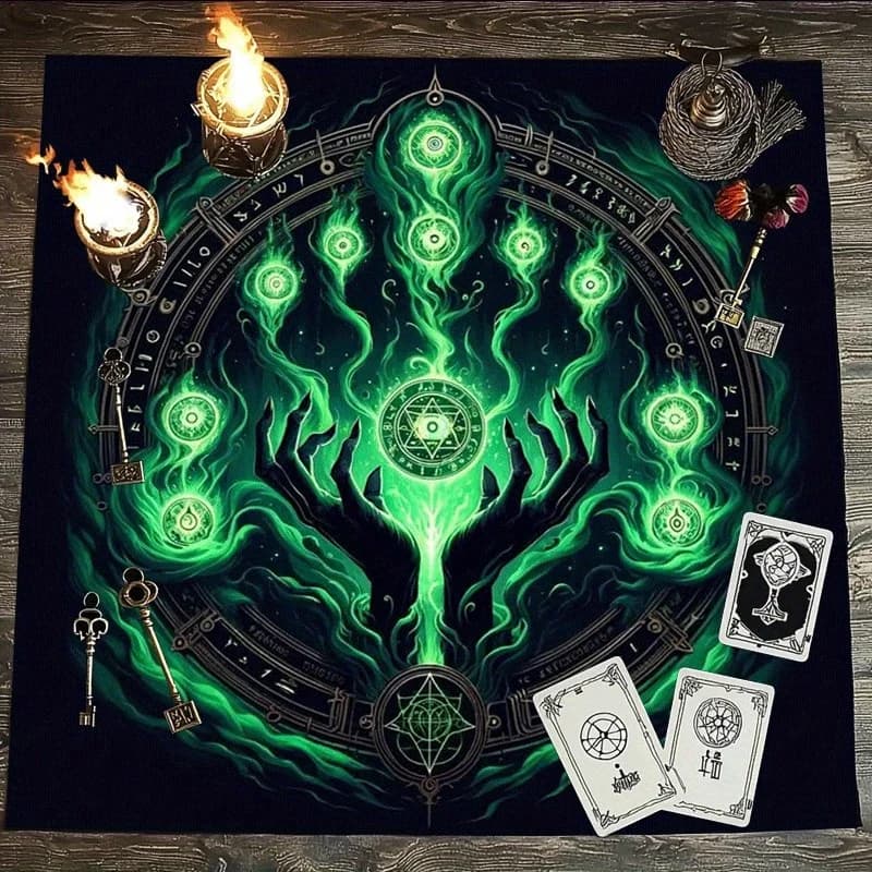Tappeto da Tavolo per Tarocchi e Altare con Rune Mistiche - Tappetino Professionale per Tarocchi, Divinazione e Giochi di Carte