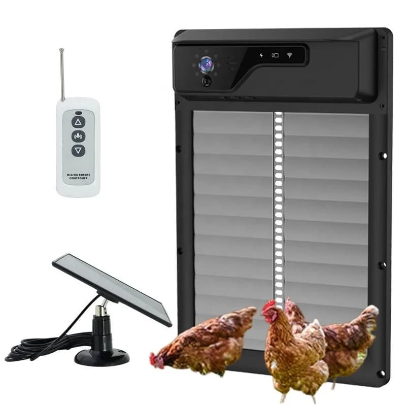 CE WIFI camera Remote monitoring application Automatic chicken coop door with solar charging Smart chicken coop door