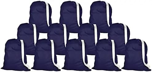 American Laundry Bags | Backpack with Single Strap 12 piece set | Heavy Duty Clothes Holder | Travel Hamper for College