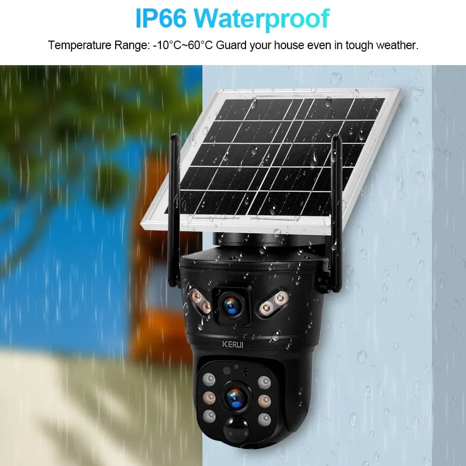 NO WIRES NEEDED! KERUI 6MP Solar Camera 4G SIM WiFi Dual Lens Outdoor Waterproof Security CCTV V380pro