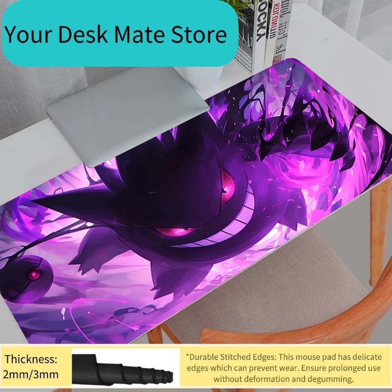 Tappetino per Mouse Grande XXL da Gaming, Tappeto per Tastiera e Mouse in Gomma, Tapis Souris per Notebook, P-Pokemons G-Gengar Mousepad
