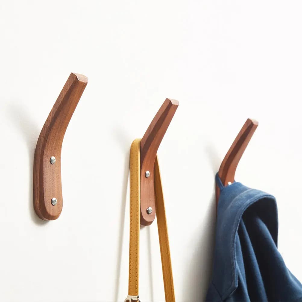 Set di 3 ganci da parete in legno per bagno, minimalisti, porta cappotti, cappelli e chiavi, per casa, ufficio, camera da letto, corridoio, decorazione, marrone chiaro
