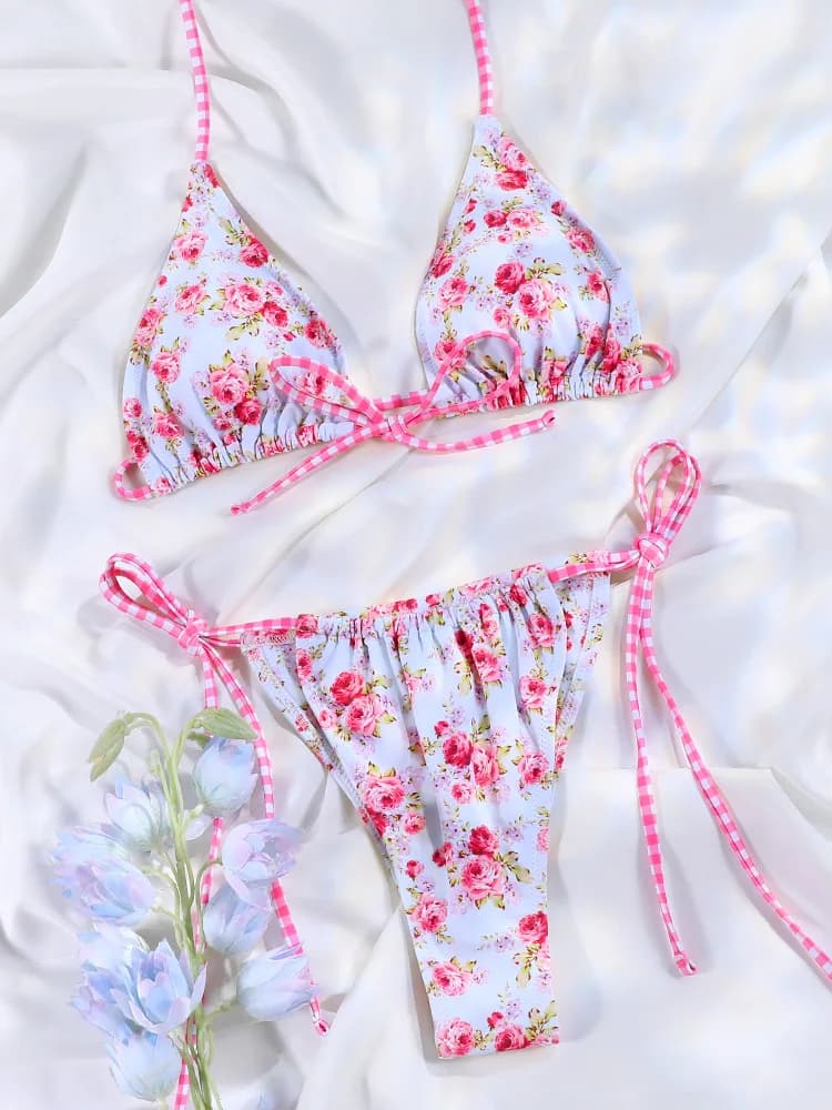 Costume da bagno a triangolo ZRTAK con stampa, bikini sexy push-up a vita bassa da donna, collezione Estate 2026