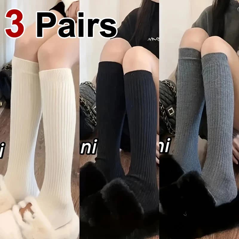 1/3 paia di calzini lunghi da donna a righe in tinta unita, traspiranti e comodi in primavera ed estate, calzini casual in stile semplice e alla moda