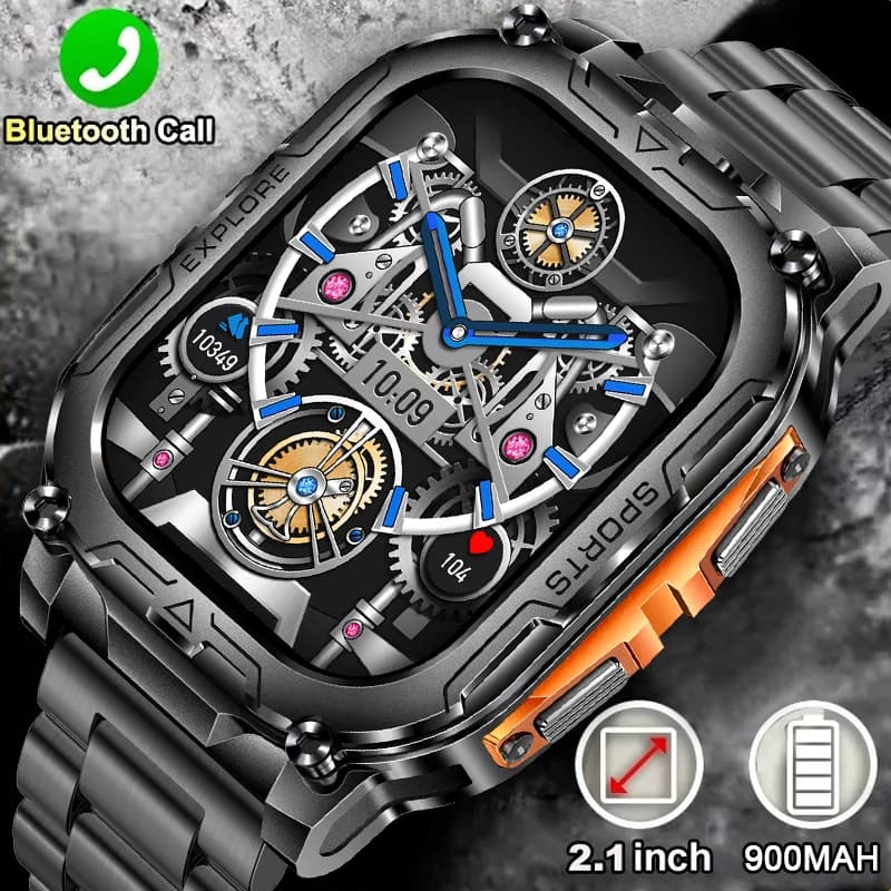 Nuovo orologio intelligente militare bussola incorporata altimetro 3ATM IP69K impermeabile AMOLED chiamata Bluetooth 2.01 "orologio intelligente per Android IOS