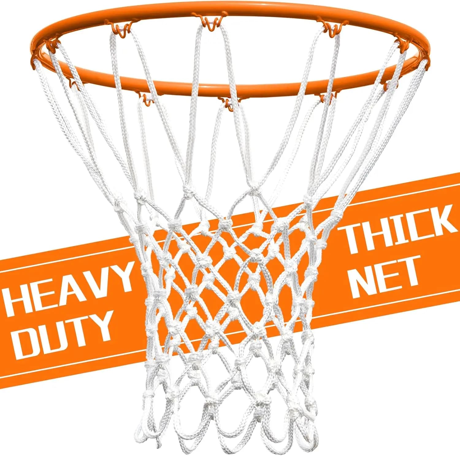 Basketball Net Replacement Outdoor, Heavy Duty Thickened, All Weather Anti-Whip, 12 Loops for Standard Hoops