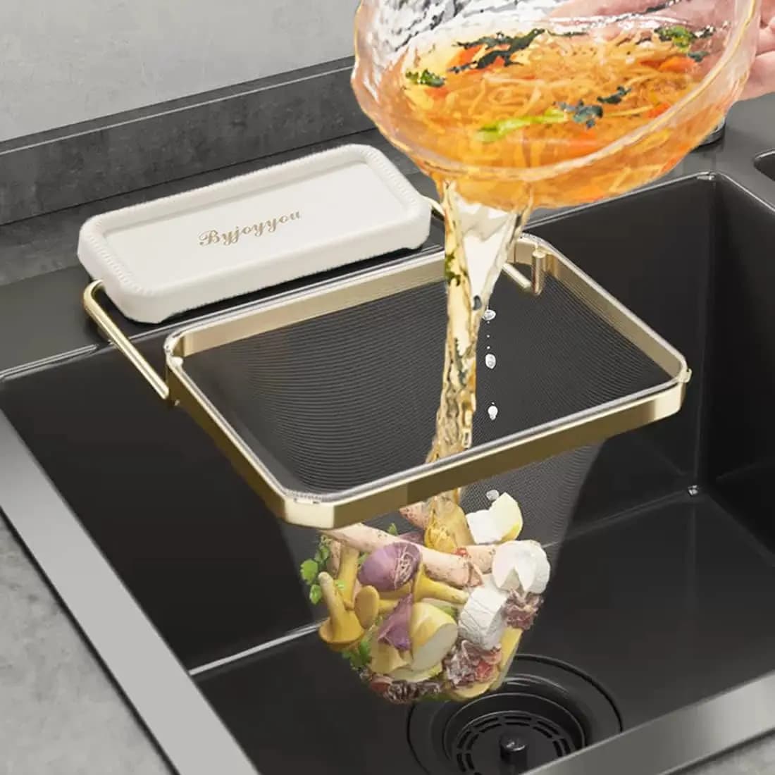 Cestello Filtrante Pieghevole per Lavello da Cucina, Gadget per Smaltimento Rifiuti Alimentari, Rete Portaoggetti, Sacchetto a Rete Monouso per Rifiuti