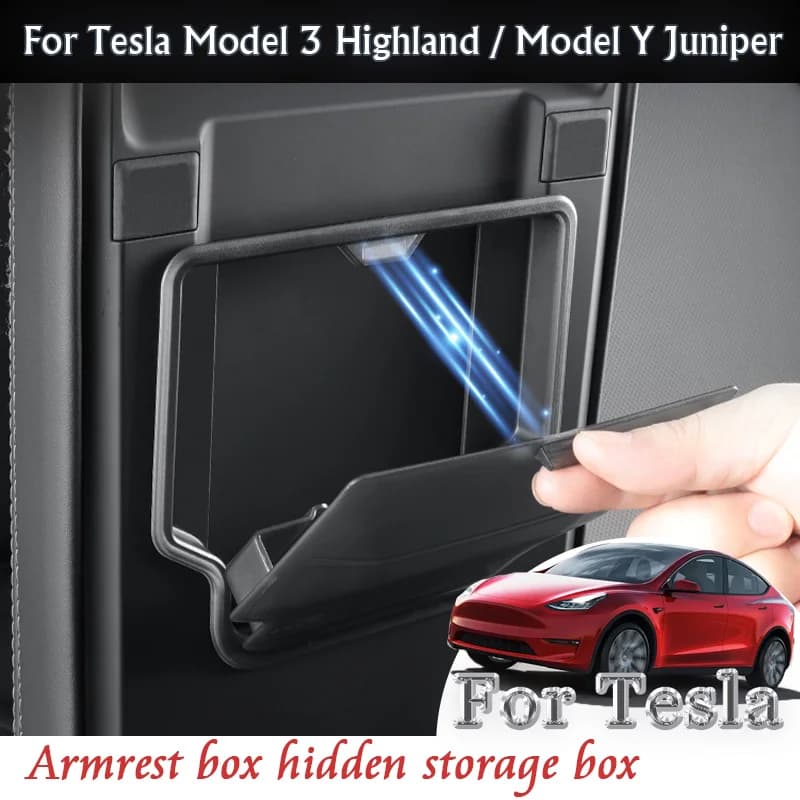 Per Tesla Modello 3 Highland 2024 2025 Modello Y Juniper 2025 Auto Bracciolo scatola di immagazzinaggio nascosta Box Organizer Accessori Kit