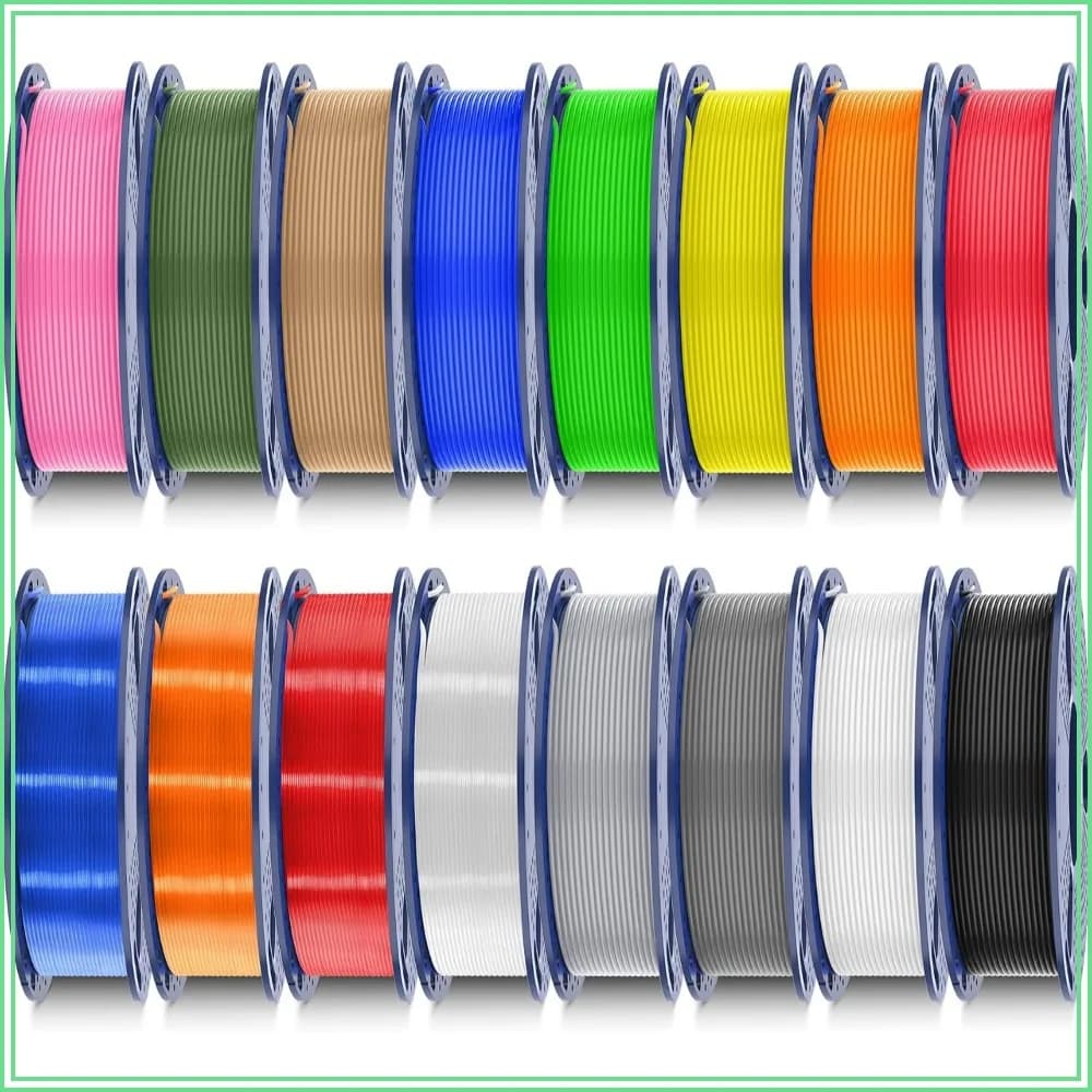 16 Color PLA Filament Bundle, 1.75mm, 0.25kg per Spool, 4kg Total, 12 Solid + 4 Transparent