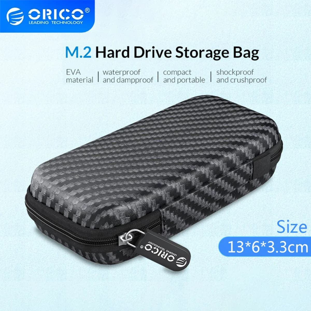 Custodia per disco rigido ORICO M.2 NVMe custodia protettiva per archiviazione HDD portatile EVA per disco rigido esterno M.2/auricolare/custodia per HDD della linea dati