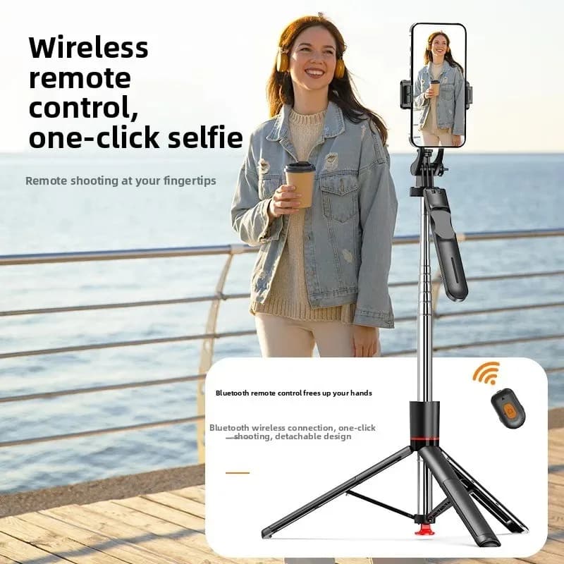 Treppiede selfie stick da terra a soffitto con telecomando Bluetooth, supporto portatile retrattile per cellulare