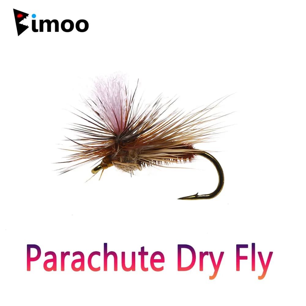 Bimoo 6 pz #14 paracadute Dry Fly Elk Hair Caddis Hare Ear Dub Throax Emerger May Fly Barb Fly Hook trota esche da pesca esche