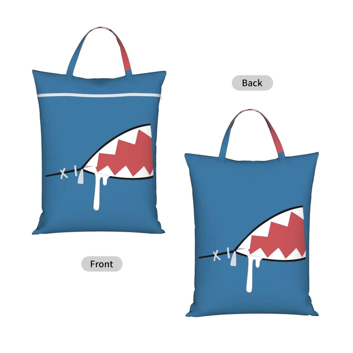 Gawr Gura Shark Mouth Travel Laundry Bag Waterproof Reusable Dirty Clothes Pouch Gym Yoga Vacation Washing Basket