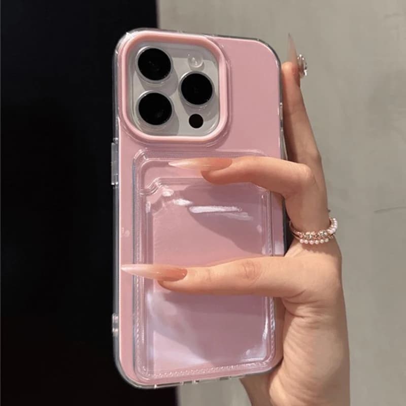 New 2 in 1 Card Holder Slot Wallet Candy Color Phone Case For iPhone 17 16 15 14 13 12 11 Pro Max Air TPU+PC Shockproof Cover