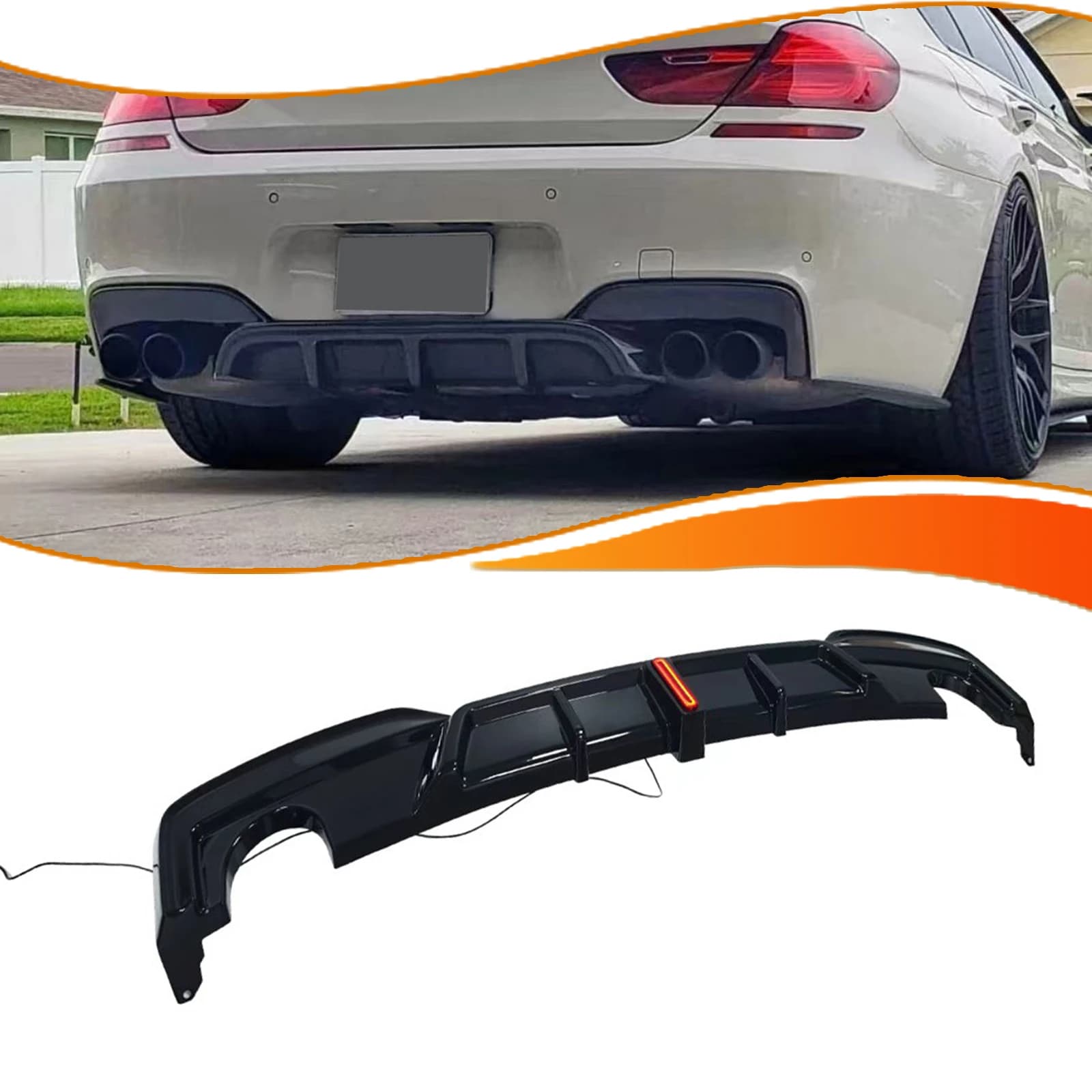 Rear Bumper Diffuser Lip Lower Splitter Exhaust Plate Body Kit For BMW F06 F12 F13 M Sport 2012-2018 Accessories
