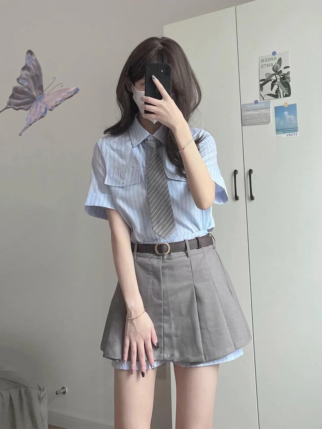 Korean Style Sweet Milk Shirt Short Skirt Fashion Set College Style Ootd First Love Pure Summer Outfit High Waist Shorts