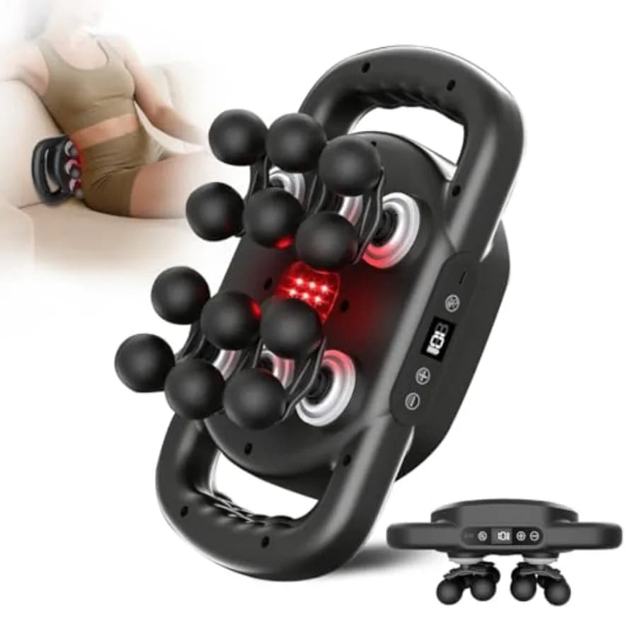 Pistola per Massaggio Elettrica Ricaricabile Portatile con Testine Multiple per Terapia a Percussione Profonda nei Tessuti, Nera, Ideale per Collo e Spalle
