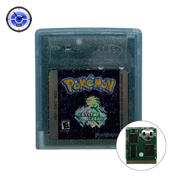 Cartuccia di Gioco GBC Pokemon Crystal Clear V2.5.11, Scheda per Console di Videogiochi con Etichetta Olografica di Alta Qualità e RTC