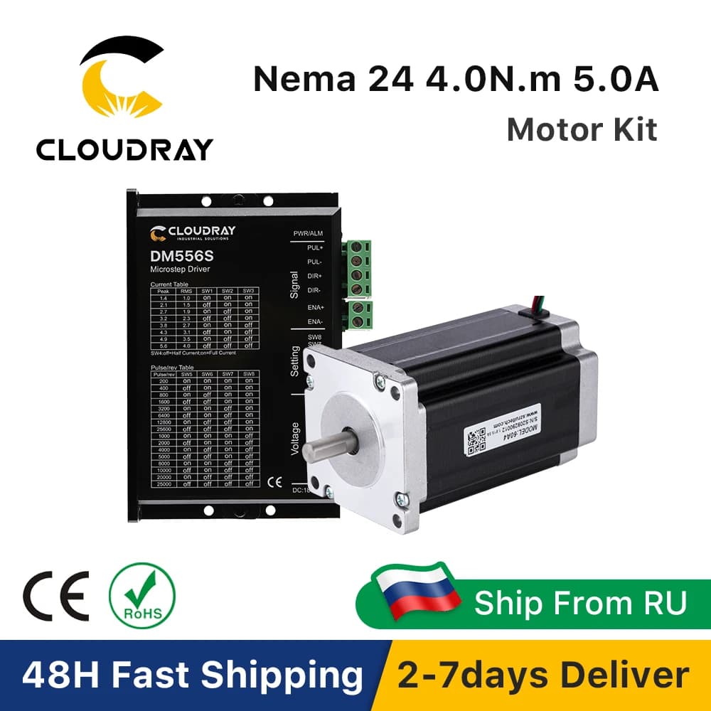 Cloudray Nema 24 Stepper Motor Driver Kit Open Loop 4.0Nm 5A 1.4A-5.6A 18-50VDC for 3D printer CNC engraving mill