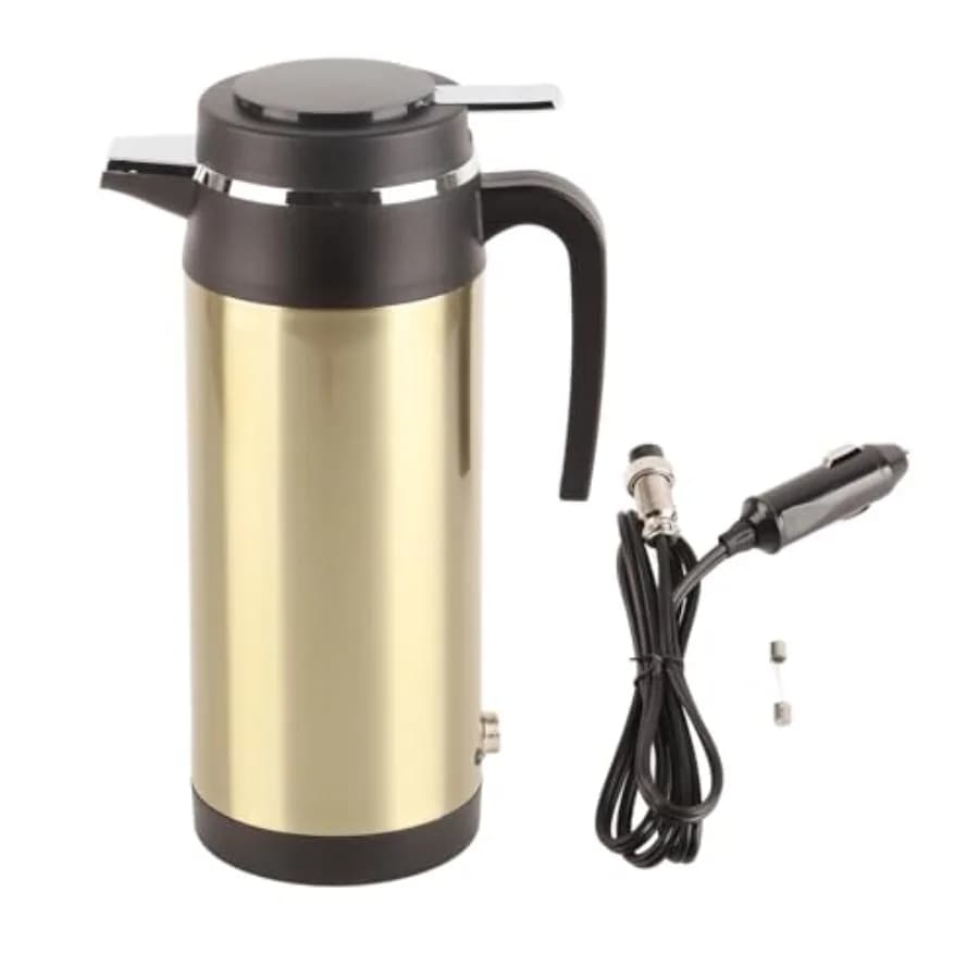 Bollitore Elettrico da Auto 1000ml 12V, Bottiglia per Acqua Calda in Acciaio Inox, Bollitore Senza Fili con Accensione da Accendisigari, Tazza Elettrica da Viaggio