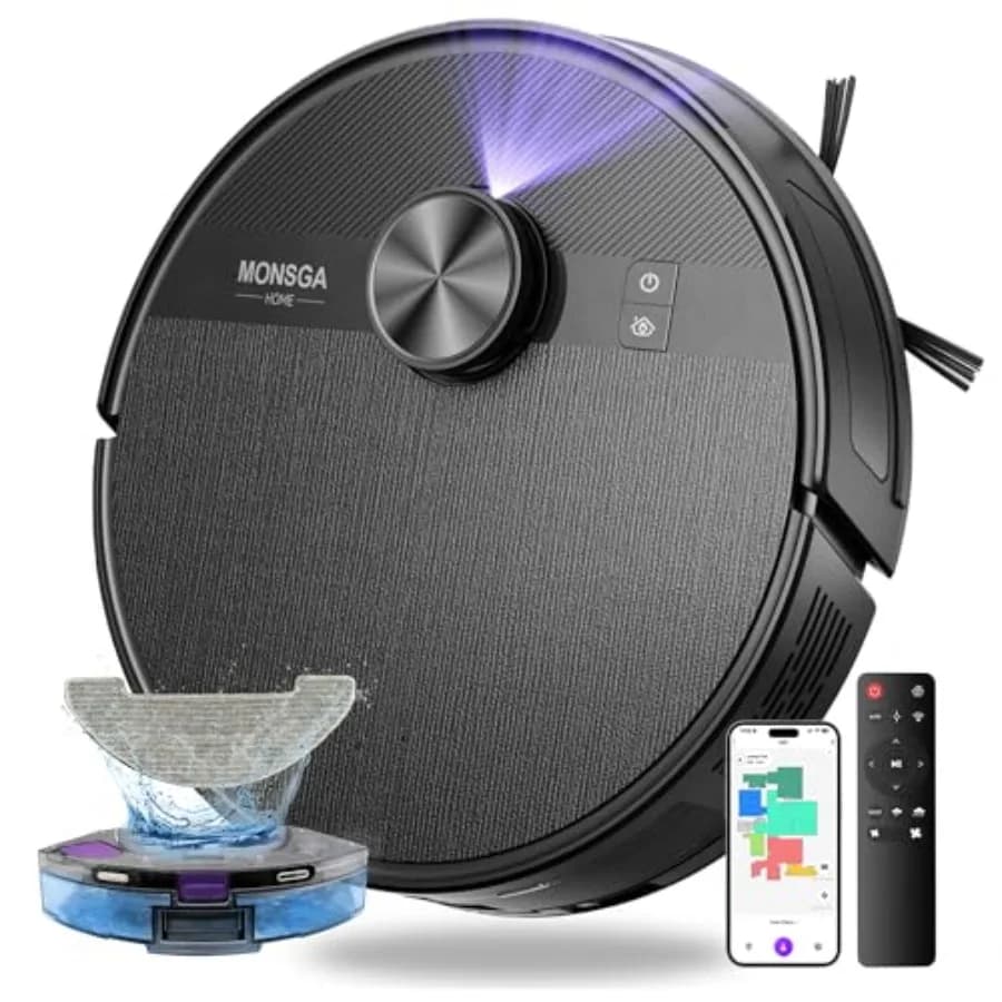Robot Vacuum Cleaner and Washing Equipment Combo 7000Pa with Navigation Lidar, 180 Minutes of Autonomy, Mop Anti-Group, 5 Programmable Maps, APP/Telecomando/Vocale Control