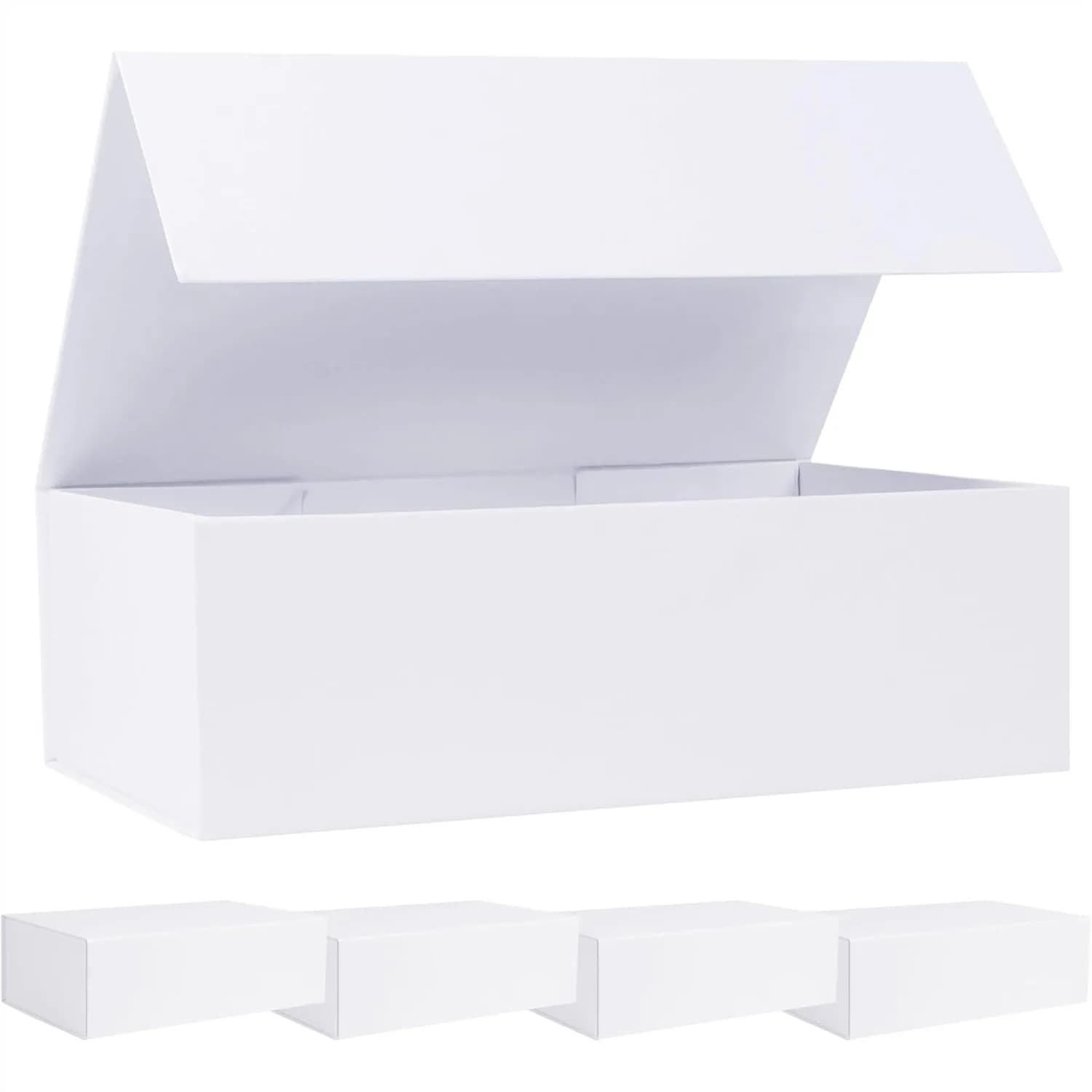 White Gift Box with Magnetic Lids 13.8x8.3x4.4 in, Large Collapsible Rectangle Storage Box for Proposals and Gifts, 5 Pack