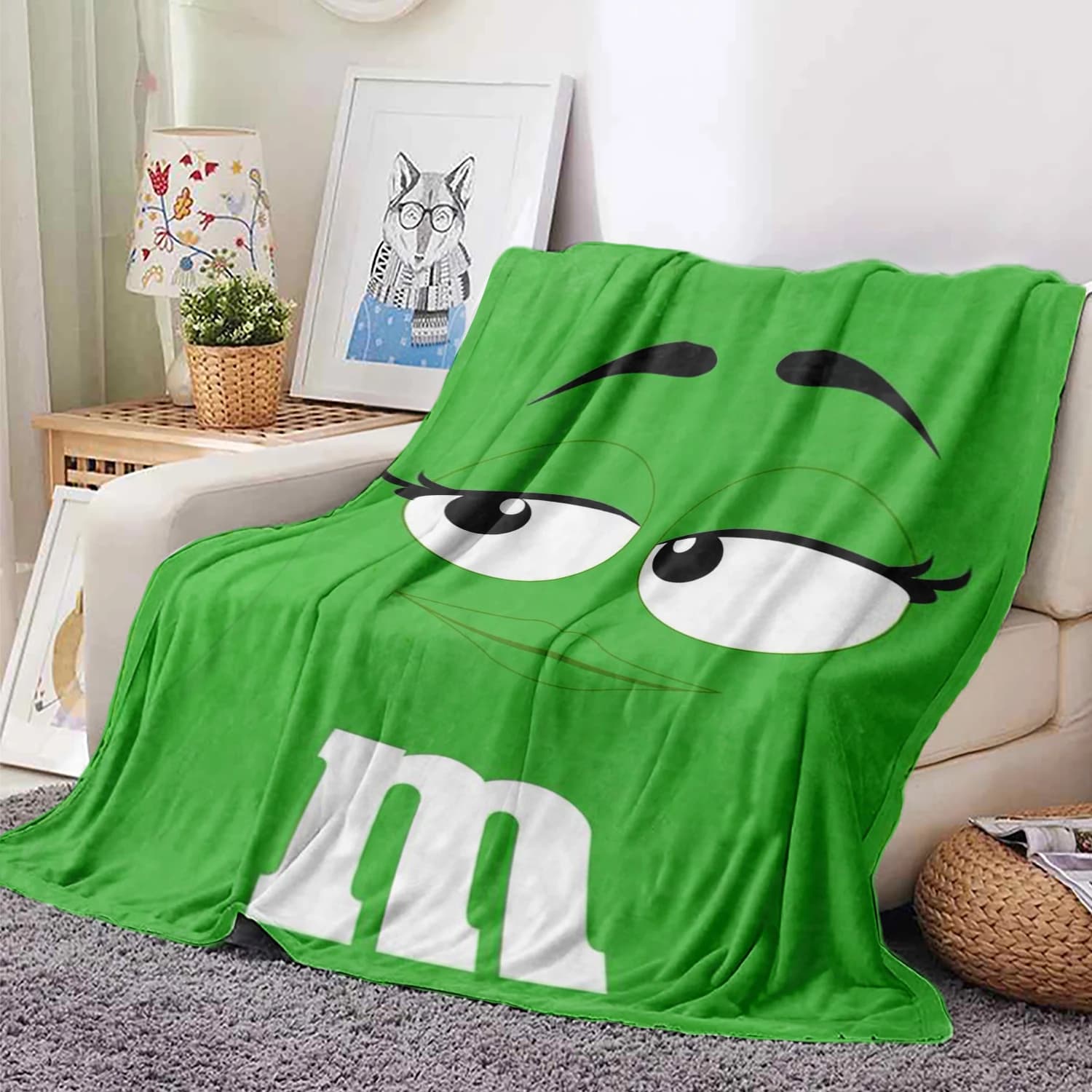 M-M-MS Funny Blanket Print Flannel Blanket,Ultra Soft Warm Plush Throw for Home Bedroom Bed Sofa Camping Travel