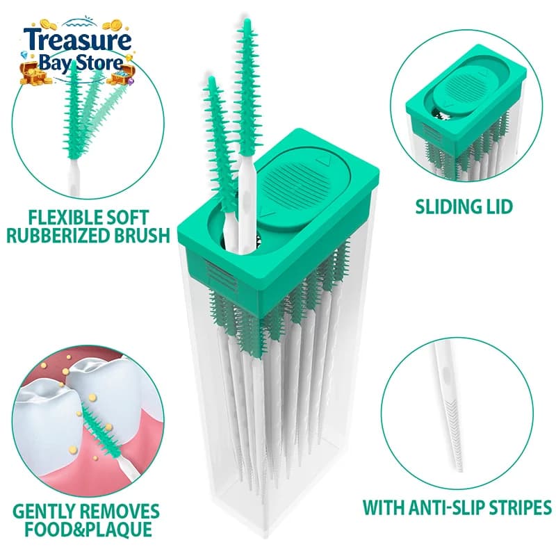 100Pcs Silicone Interdental Brushes, Dental Teeth Cleaning Sticks With Floss Oral Care Tools