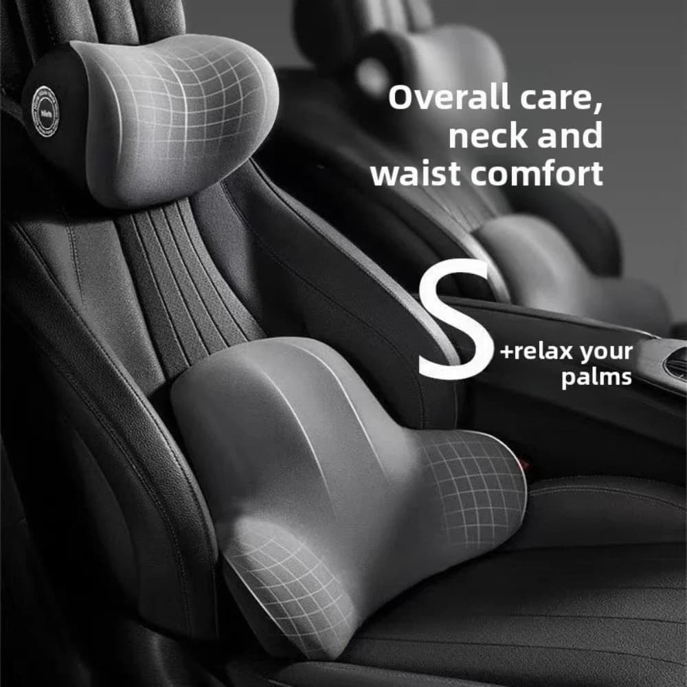 Ergonomic Memory Foam Car Neck Pillow Lumbar Support Cushion, Comfort Waist Neck Rest Universal Automobile Seat Accessory