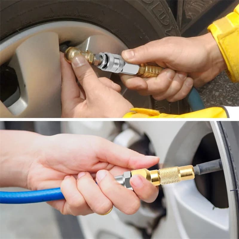 3 ugelli per gonfiaggio pneumatici in rame resistente con connettore rapido, attacco a vite per compressore con manometro per gonfiaggio pneumatici