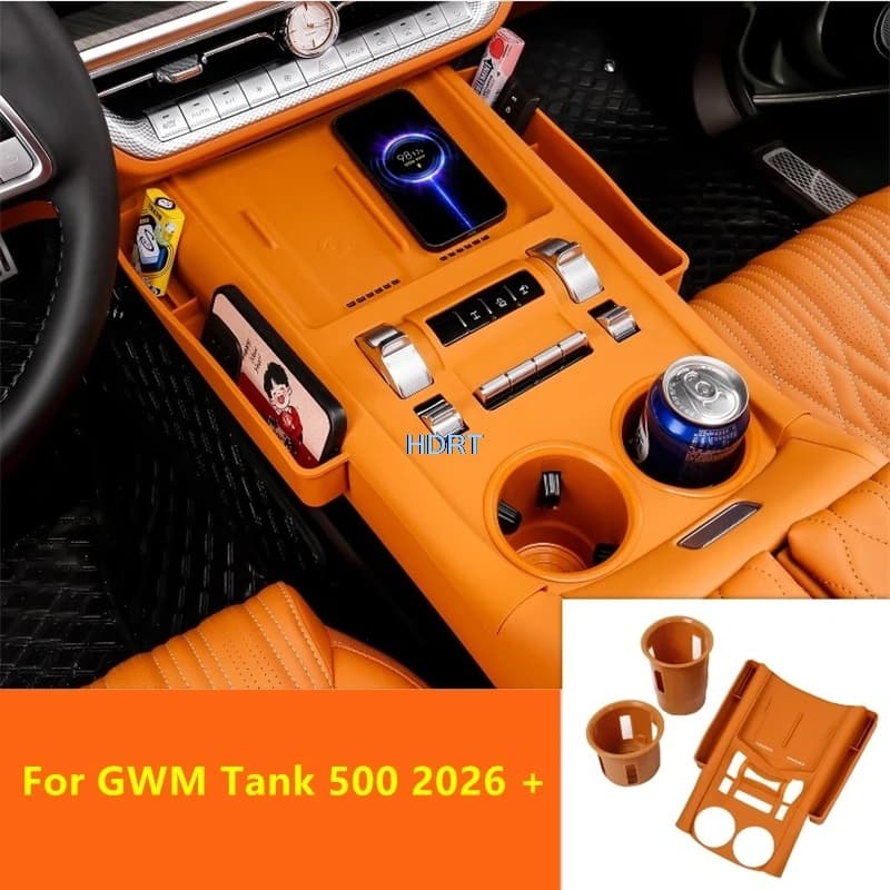 Car Style Controllo Centrale Del Cambio Scatola di Immagazzinaggio Portabicchieri Acqua Pad Contenitore Organizzatore Vassoio di Copertura Misura Per GWM Serbatoio 500 2026 +
