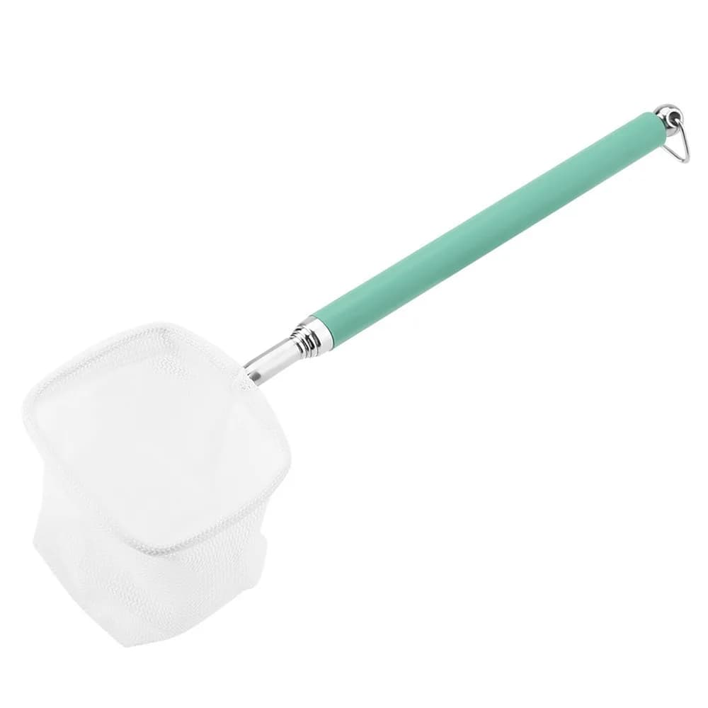 Guadino Telescopico in Acciaio Inossidabile con Manico Estensibile, Rete Quadrata/Rotonda Mini per Pesca di Pesci e Gamberetti, Colore Rosso/Verde