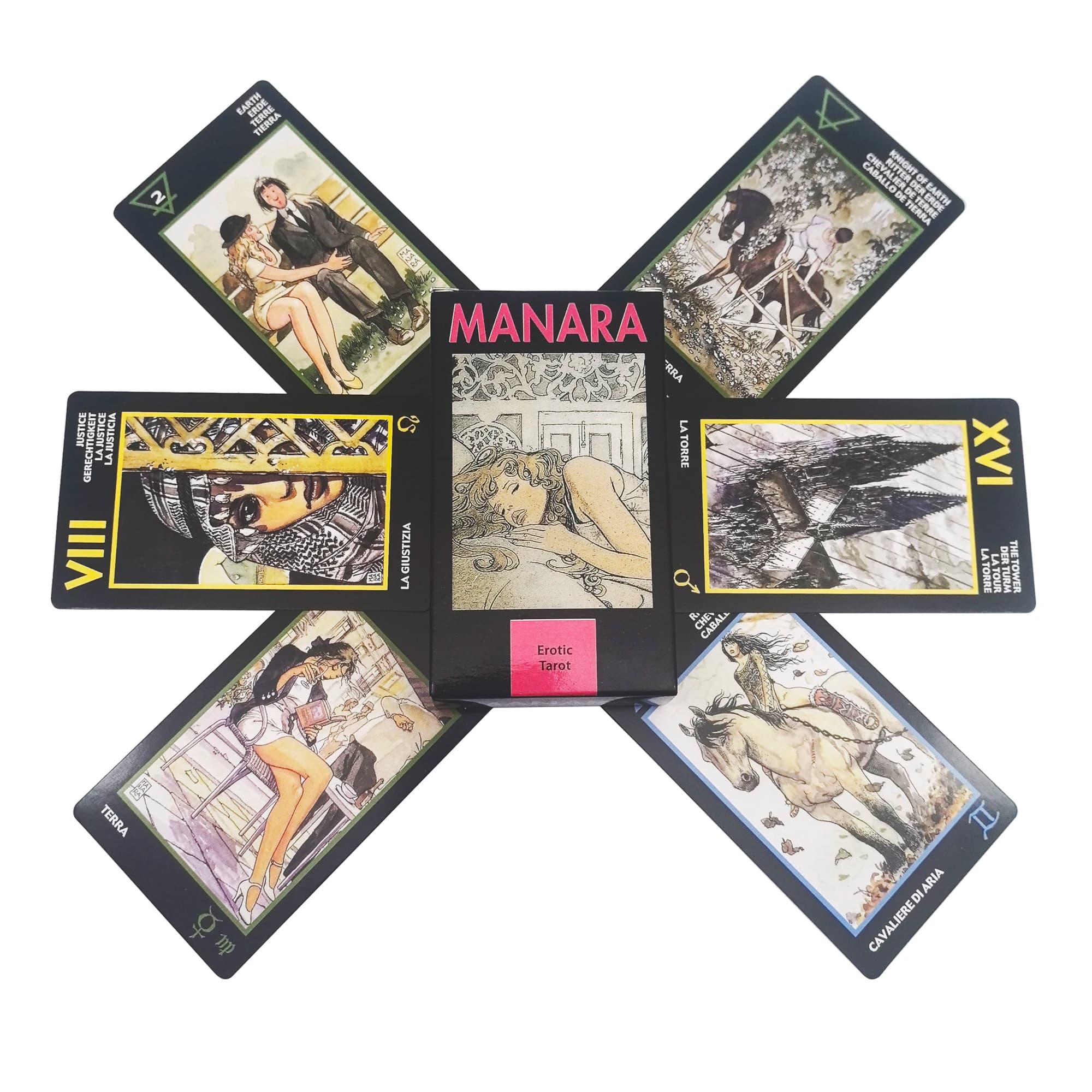 Mazzo di tarocchi Manara Carte dei tarocchi erotici Giochi da tavolo per la visione inglese per la festa di divinazione del destino che giocano al regalo del mazzo Oracle