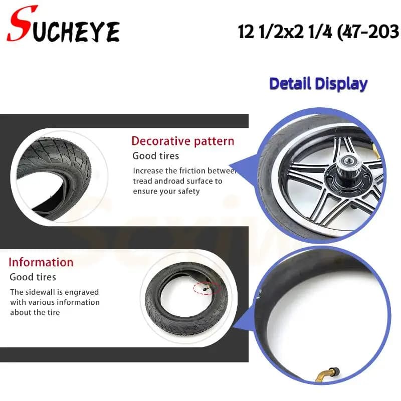 Camera d'aria per pneumatici da bicicletta pieghevole in pollici Pneumatico 12 1/2 X 2 1/4 47-203 adatto per scooter elettrici e marsupio per bici elettrica