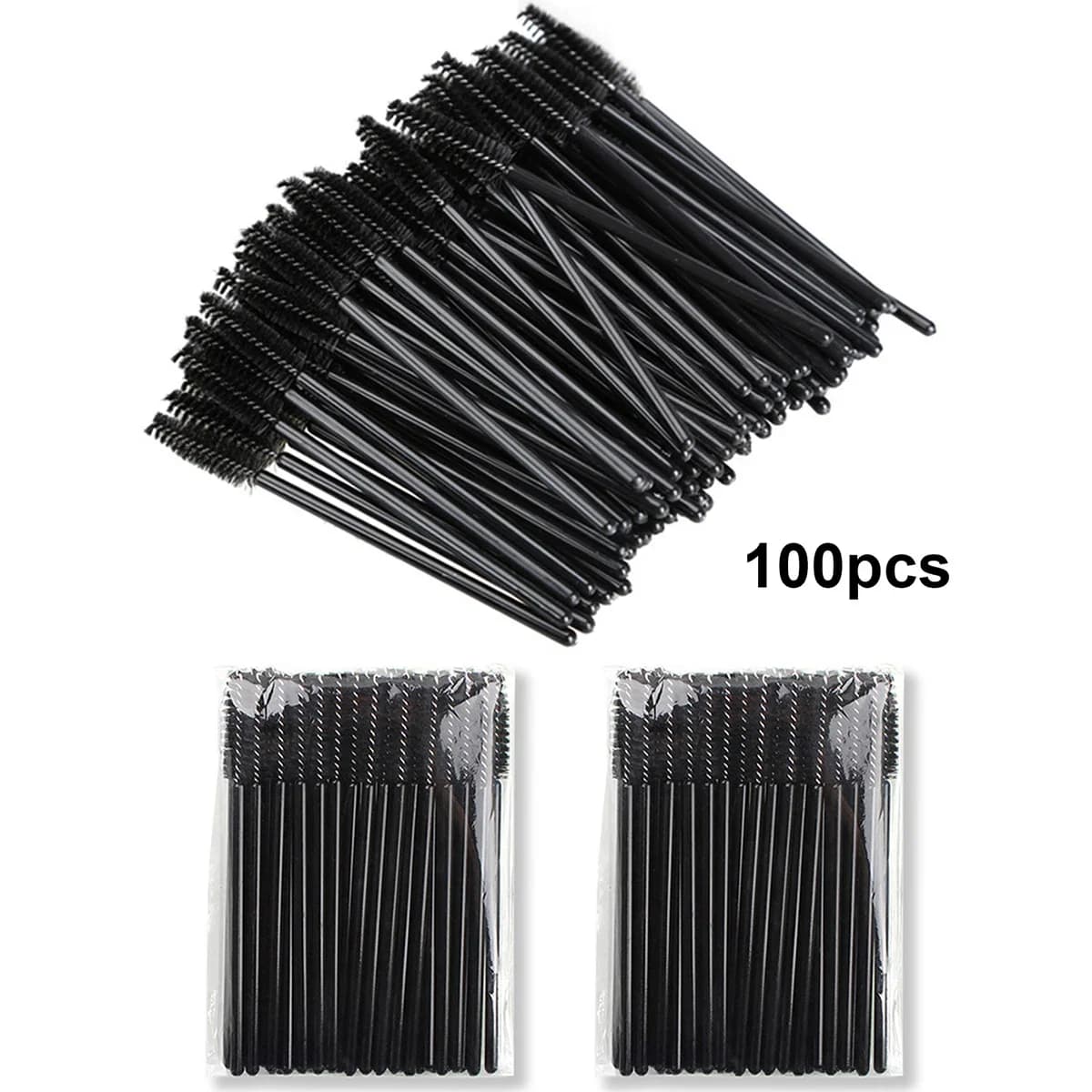 100 pcs Brushes for Eyelashes Use and Drop Mascara Sticks Applicator Spoolies Makeup Brushes Eyelash Cosmetic Brush Extension Tool