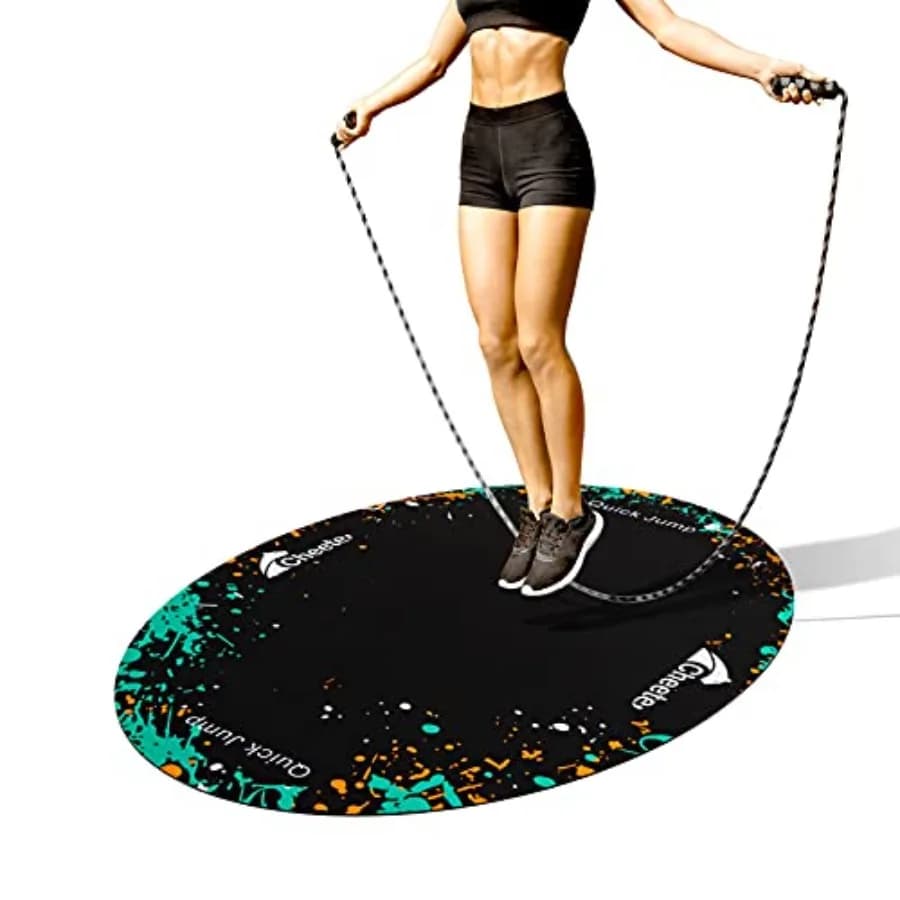 Jump Rope Mat Large Rubber Exercise Mat Workout Mats for Home Gym Flooring Non-Slip Oval Design for Floor and Rope Protection