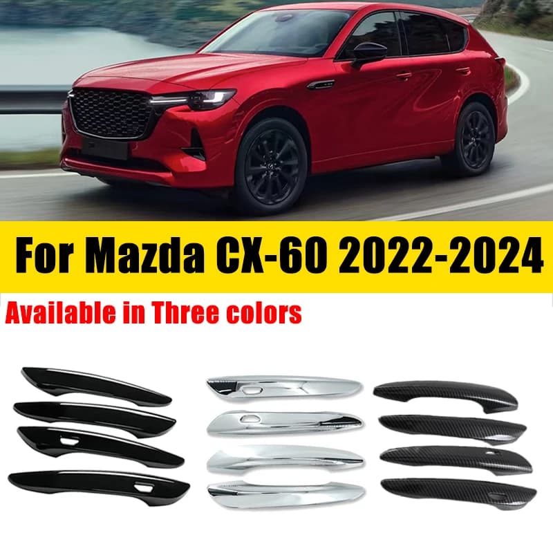Copri Maniglia Auto in Fibra di Carbonio Cromata per Mazda CX60, Accessori CX 60 2022 2023 2024 2025, Set Adesivi Antigraffio