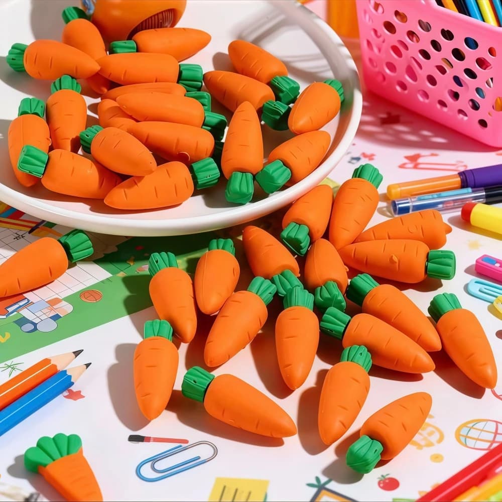 10-50 pezzi di gomma da cancellare per verdure con carota pasquale, festa di compleanno di Pasqua, regalo di carnevale, scuola materna, confezione regalo premio Pinata