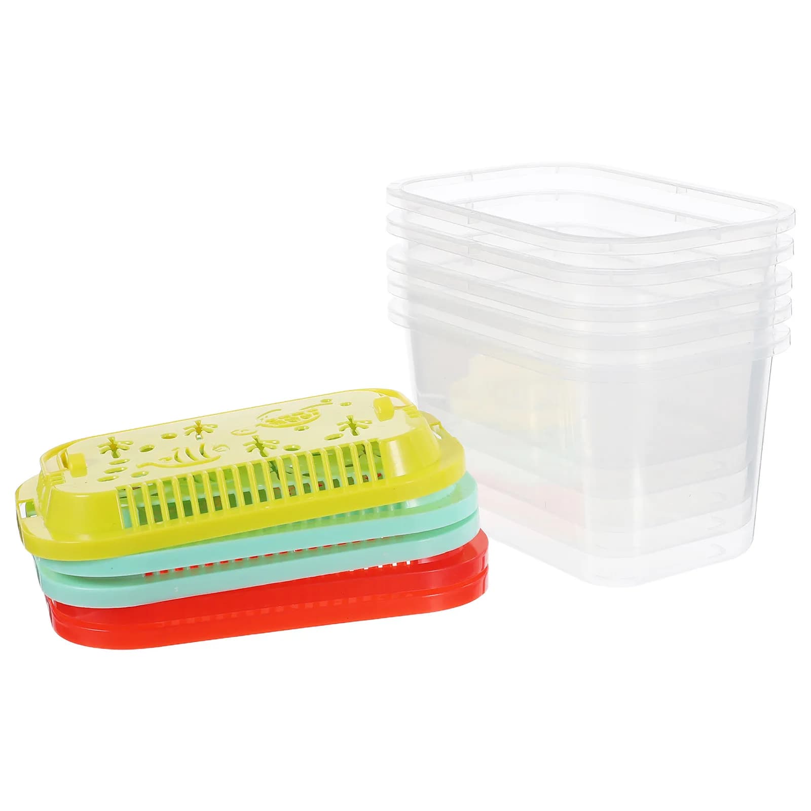 Set di 5 Secchi Portatili per il Trasporto di Pesci, Mini Acquario da Viaggio, Contenitore in Plastica per Animali Domestici, per Traslochi e Gite in Spiaggia, 5.3x3.4x2.8 pollici