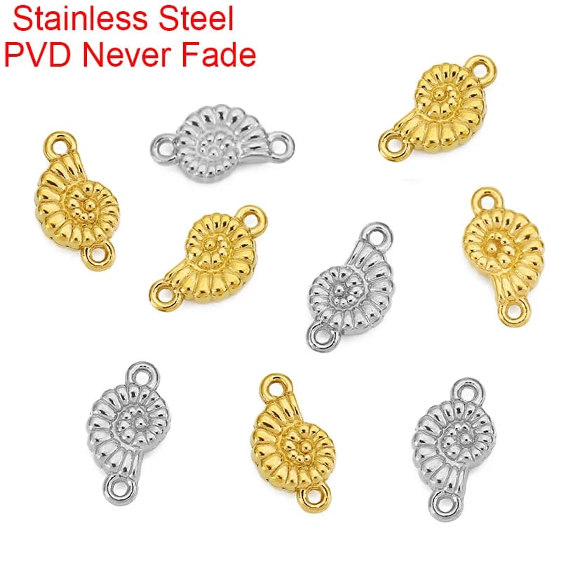 5 Stainless Steel Charm Parts Antioxidant PVD, Double Hole Beads for Bracelets, Connectors for Necklace Creation and Jewelry Accessories