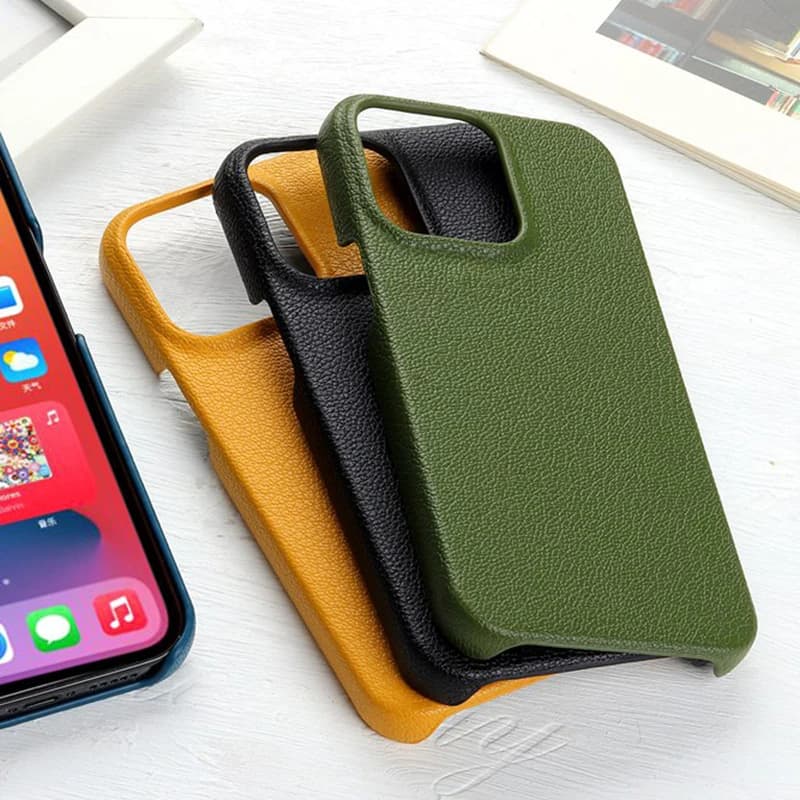 Custodia in pelle grana litchi per iPhone 16 15 14 13 11 12 Pro Max 13 Mini XR X XS Max 14 Plus Cover posteriore