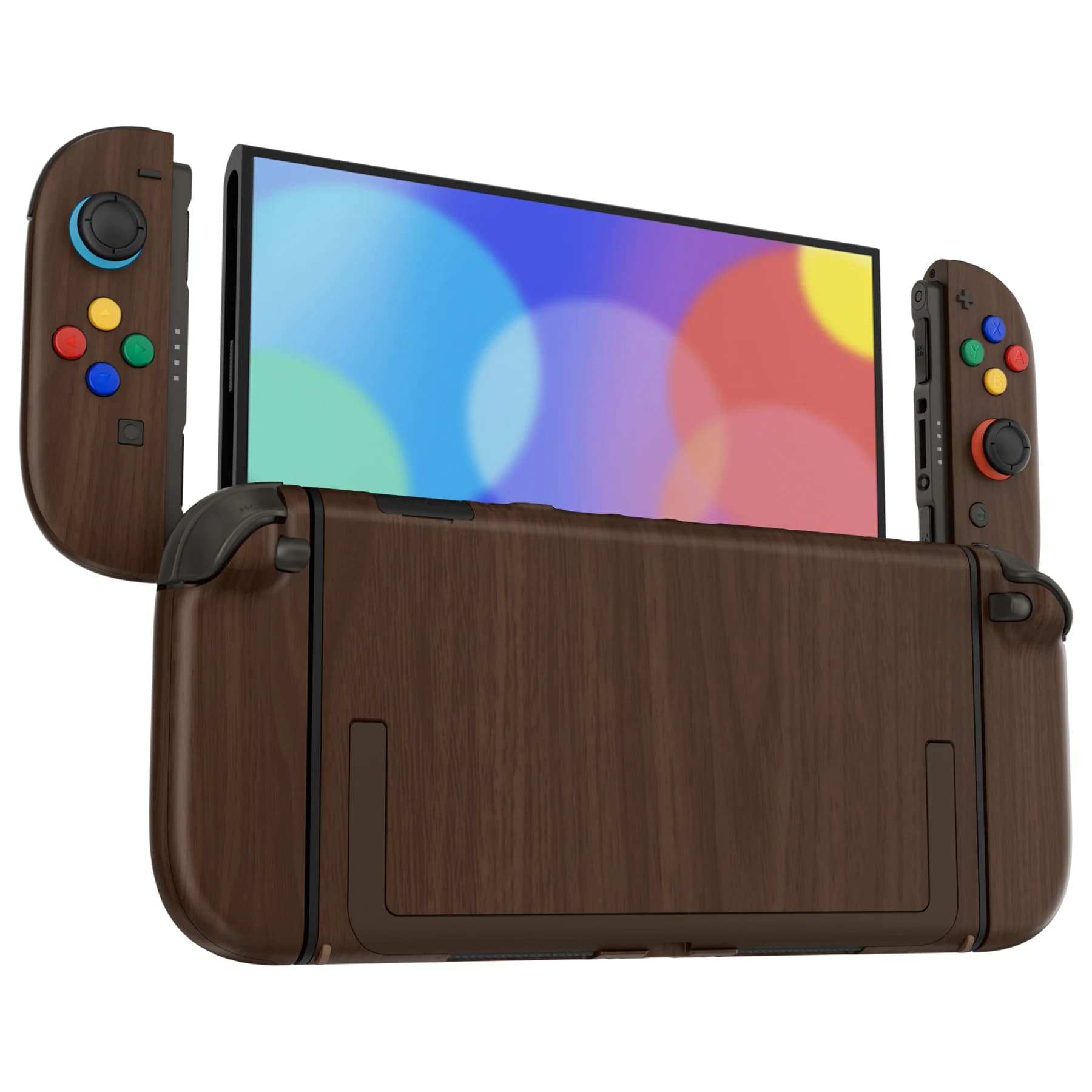 eXtremeRate Pulsanti Shell di ricambio fai-da-te per Nintendo Switch 2, set completo di alloggiamenti con pulsanti per Joycon 2 - venature del legno