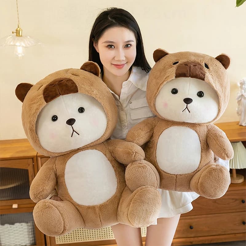 Plush Toy Bear Lily Bear Transforming Stuffed Animal for Kids Birthday Xmas Gift Soft Cuddly Doll for Girls Bedtime Hug Pillow