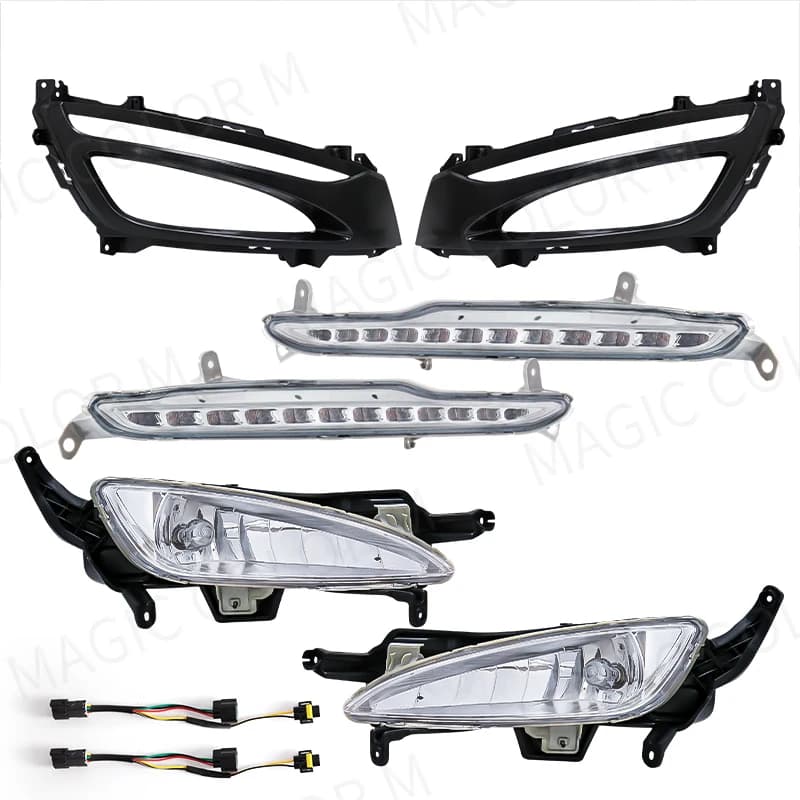 Per KIA K5 Optima 2010 2011 2012 2013 Auto Paraurti Anteriore Fendinebbia Montaggio DRL Luce di Marcia diurna Lunetta Nera Copertura Accessori