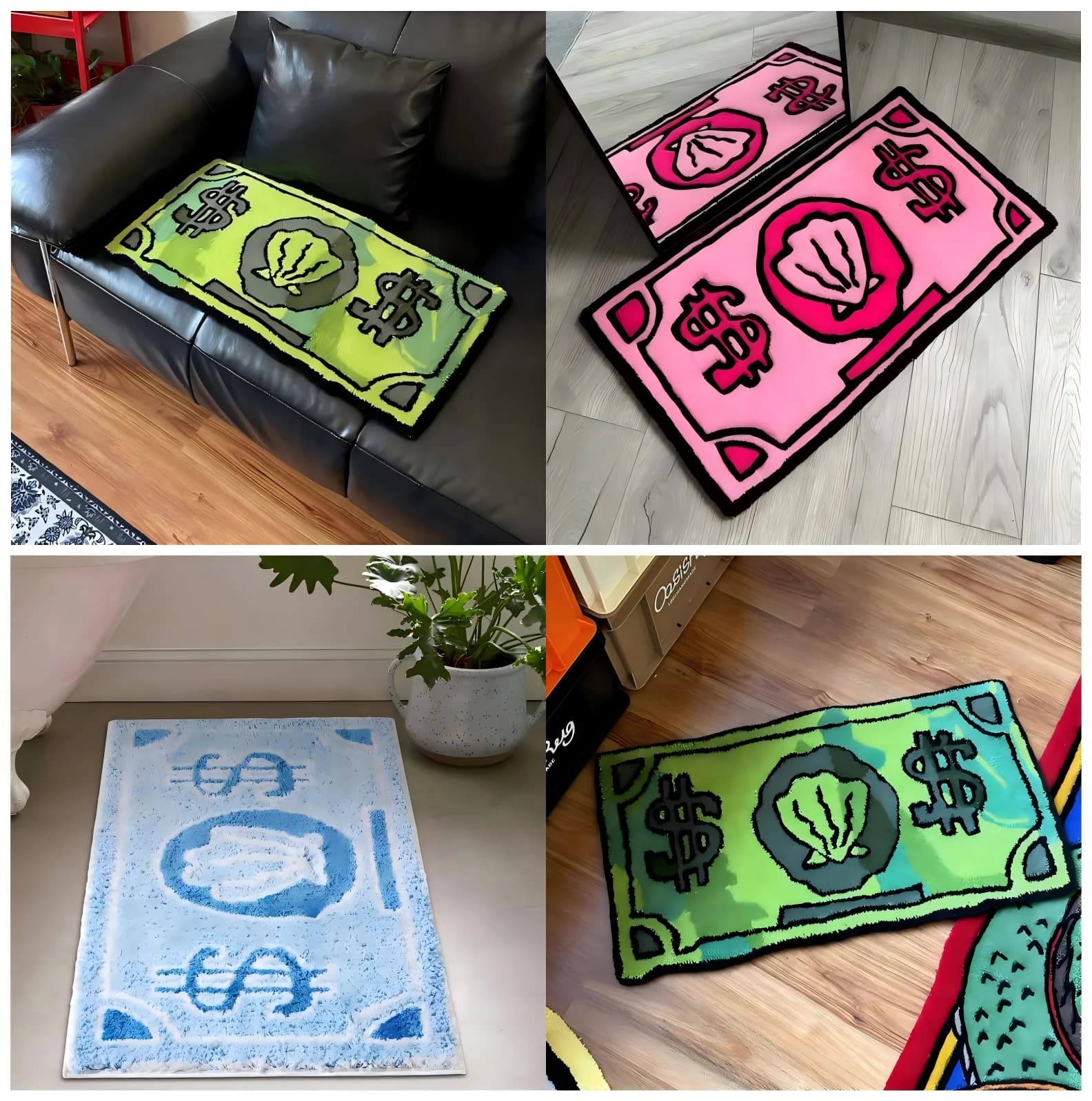 VIKAMA Coin Faux Cashmere Tappeto Bagno Assorbente Tappetino antiscivolo Camera da letto Tappeto decorativo da comodino Resistente allo sporco Decorazione della casa