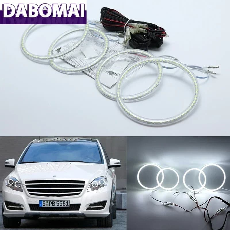 Kit Anelli Luminosi LED SMD Bianchi Ultra Luminosi 12V per Mercedes Benz Classe R W251 R300 R320 R350 R500 2010-2012