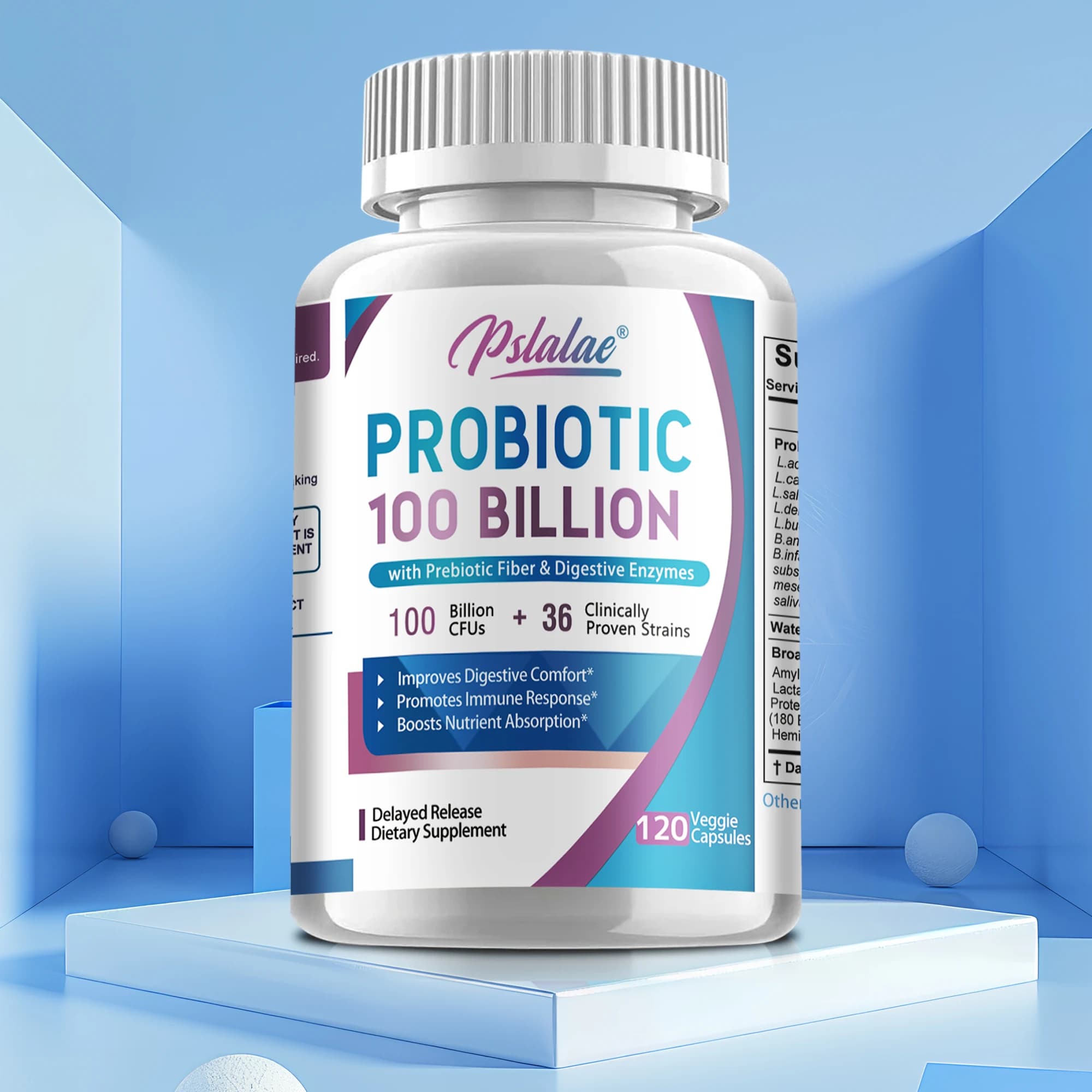 Probiotics 100 billion - Helps intestinal health, nutrient digestion, weight management, relief from swelling, calorie control